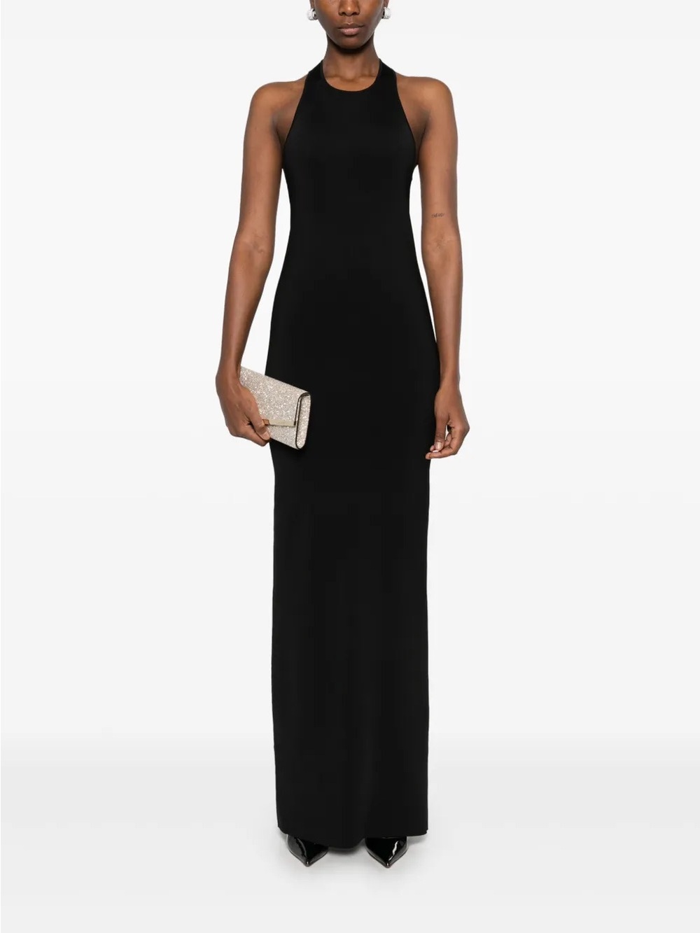 Zara Black Halter Neck Maxi Dress - Women's Evening Gown